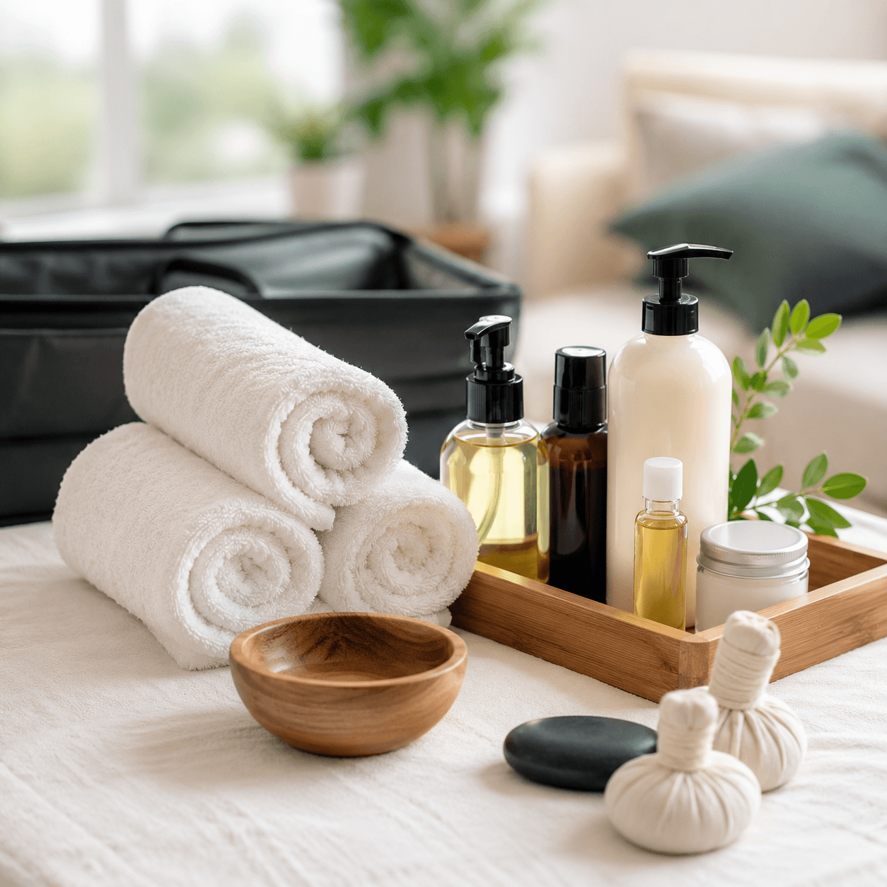 Towels and oils